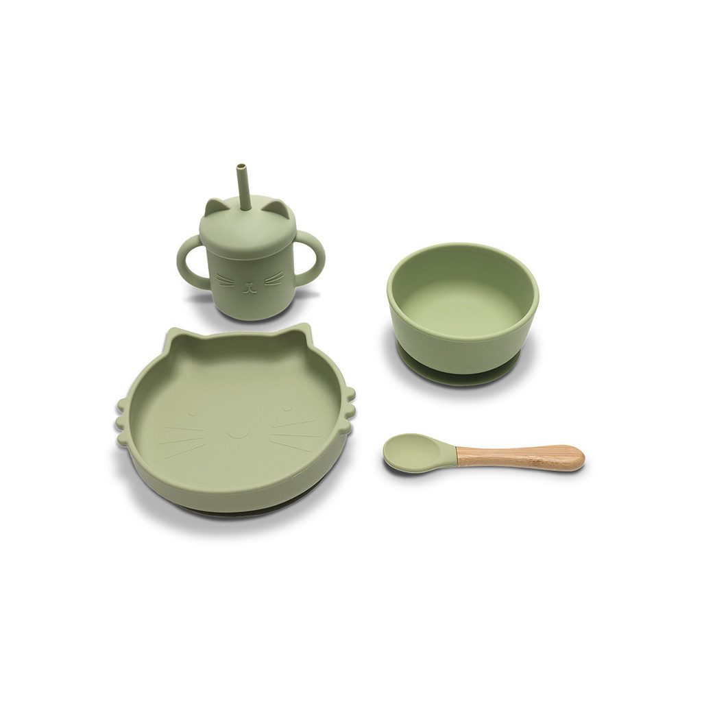 Lorelli Természetes szilikon 4 db-os étkészlet - Fresh Green