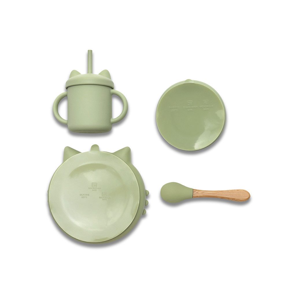 Lorelli Természetes szilikon 4 db-os étkészlet - Fresh Green