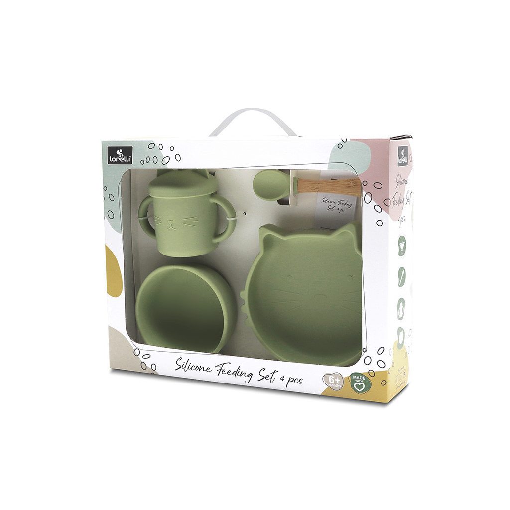 Lorelli Természetes szilikon 4 db-os étkészlet - Fresh Green