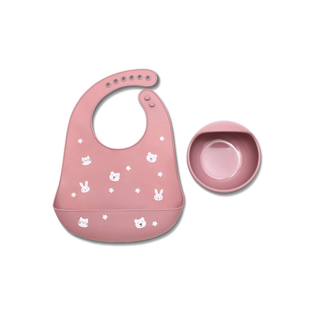 Lorelli Természetes szilikon 2 db-os étkészlet - Deep Pink