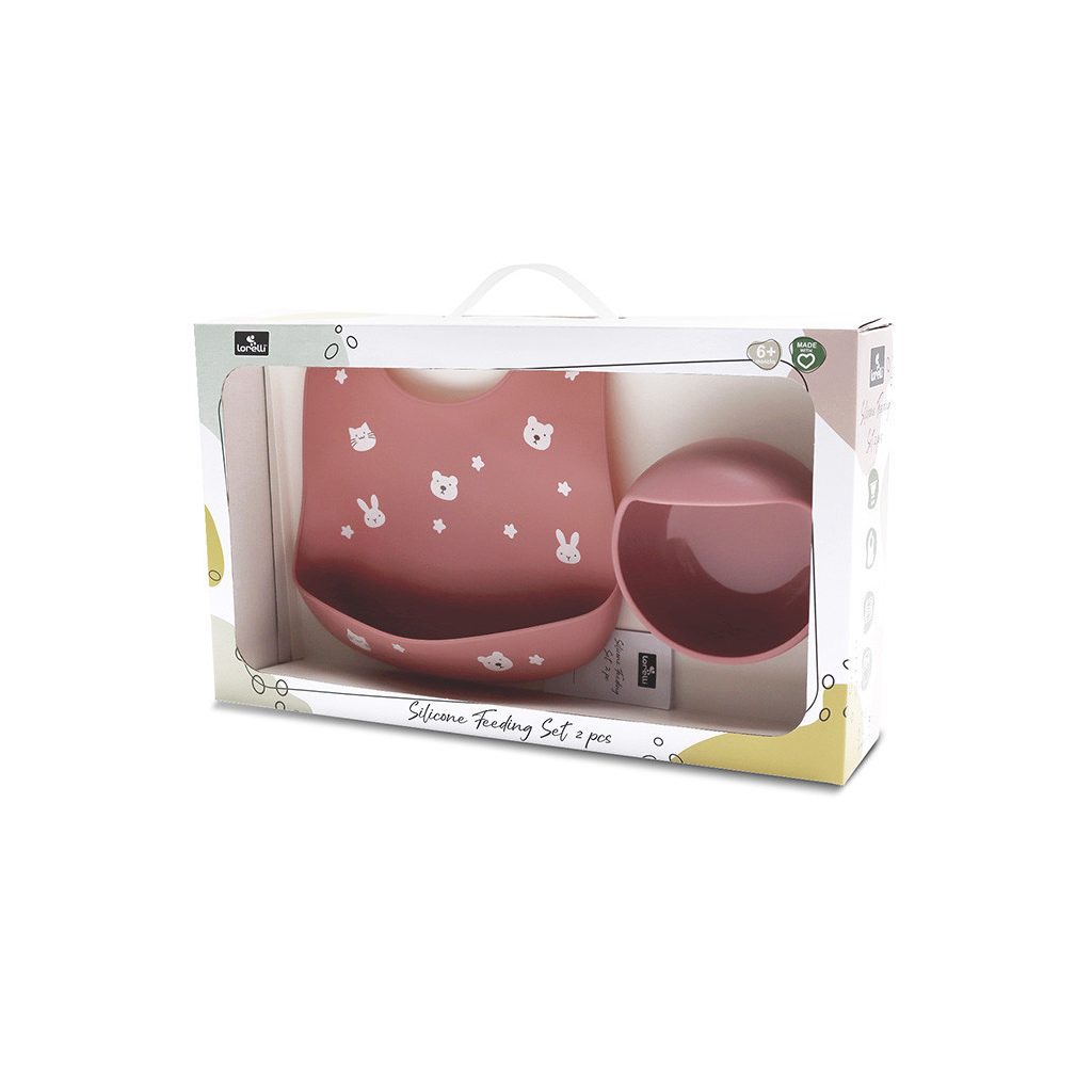 Lorelli Természetes szilikon 2 db-os étkészlet - Deep Pink