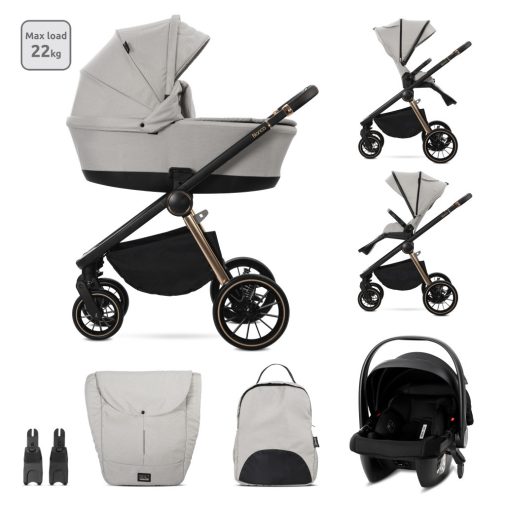 Lorelli Bianca 3az1-ben újszülött babakocsi Lorelli Aria Luxe hordozóval - Beige warm (2doboz)
