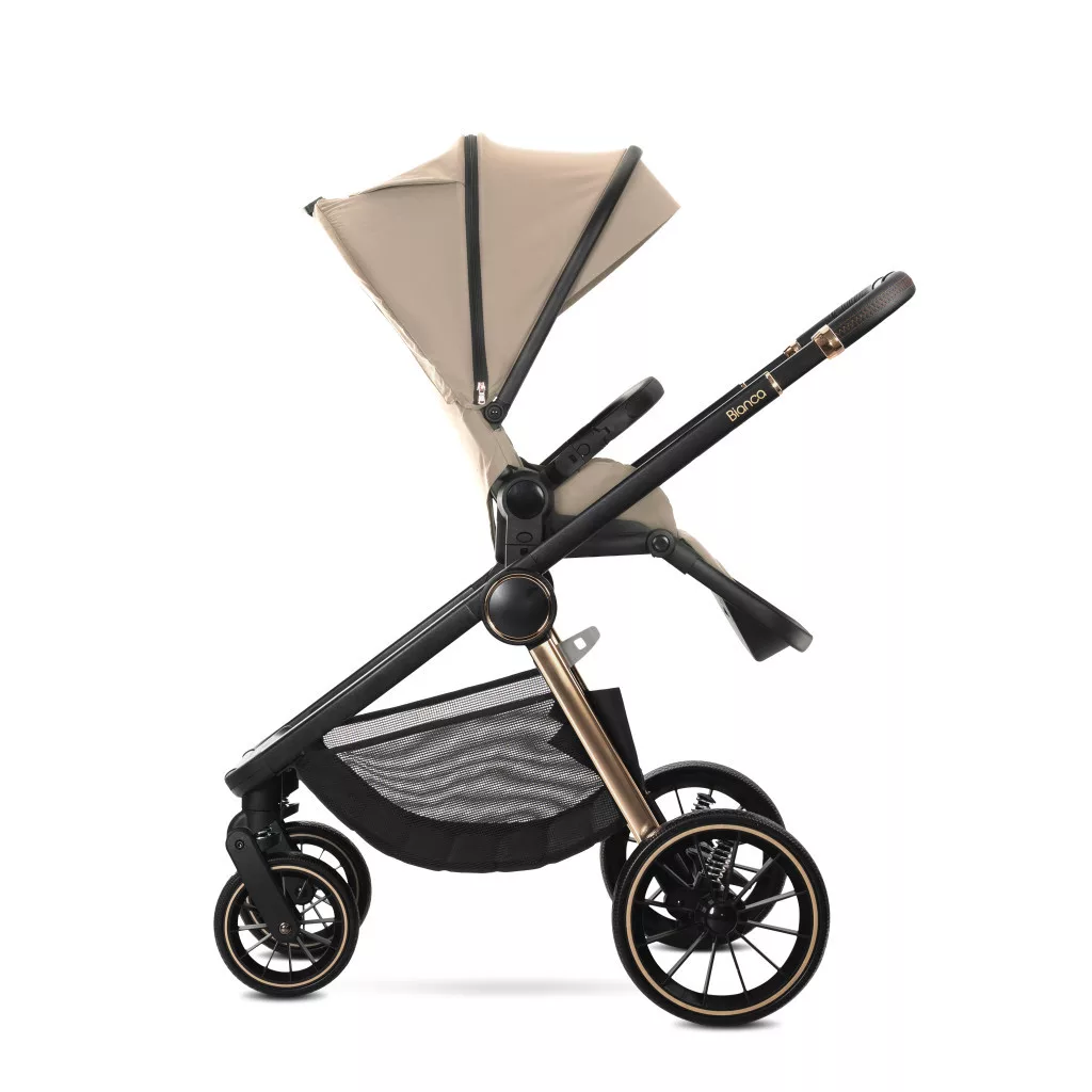 Lorelli Bianca 3az1-ben újszülött babakocsi Lorelli Aria Luxe hordozóval - Beige warm (2 doboz)