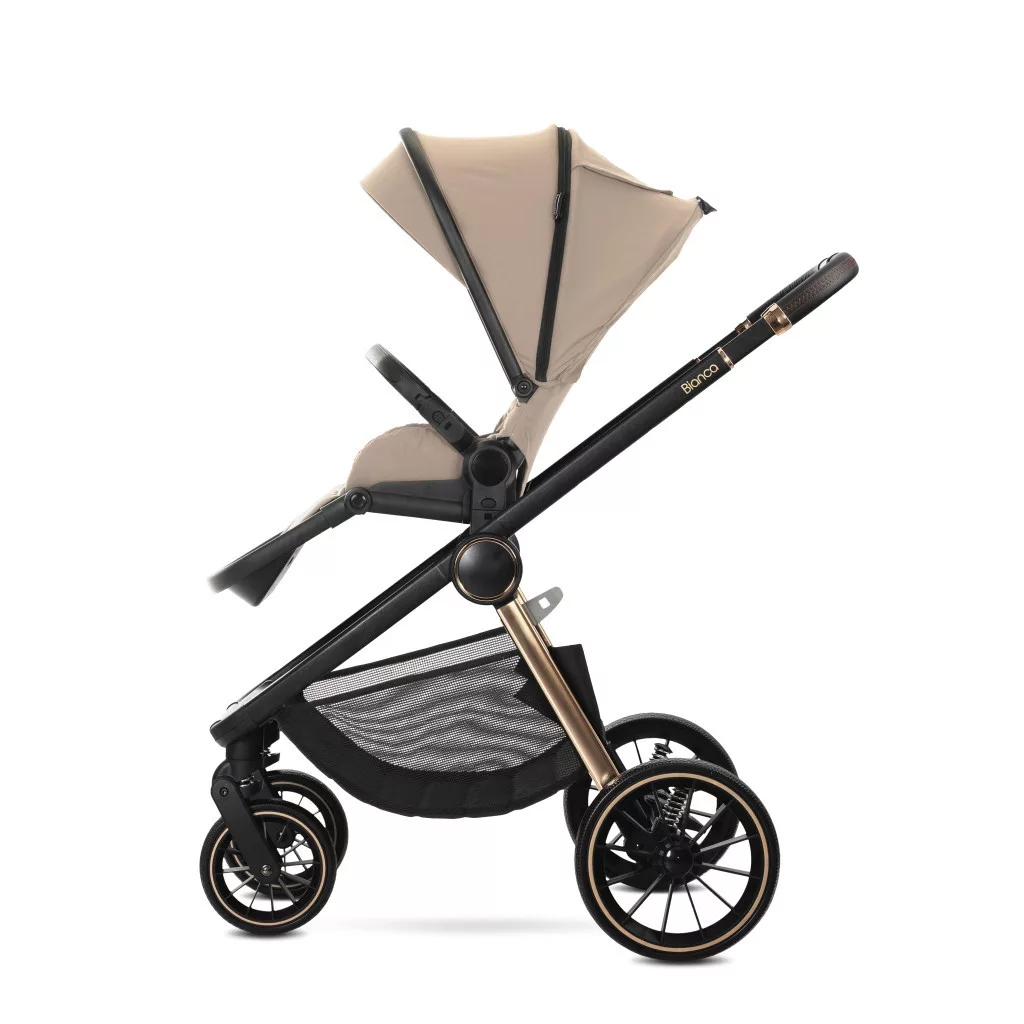 Lorelli Bianca 3az1-ben újszülött babakocsi Lorelli Aria Luxe hordozóval - Beige warm (2 doboz)