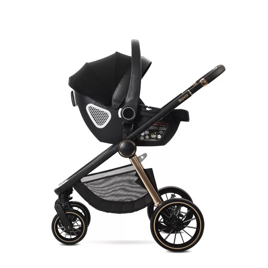 Lorelli Bianca 3az1-ben újszülött babakocsi Lorelli Aria Luxe hordozóval - Beige warm (2 doboz)