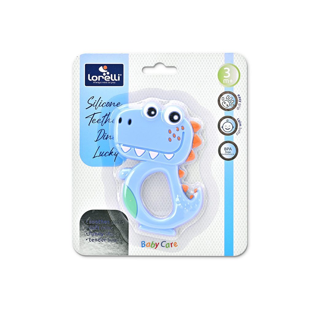 Baby Care szilikon rágóka - Dino Lucky Blue