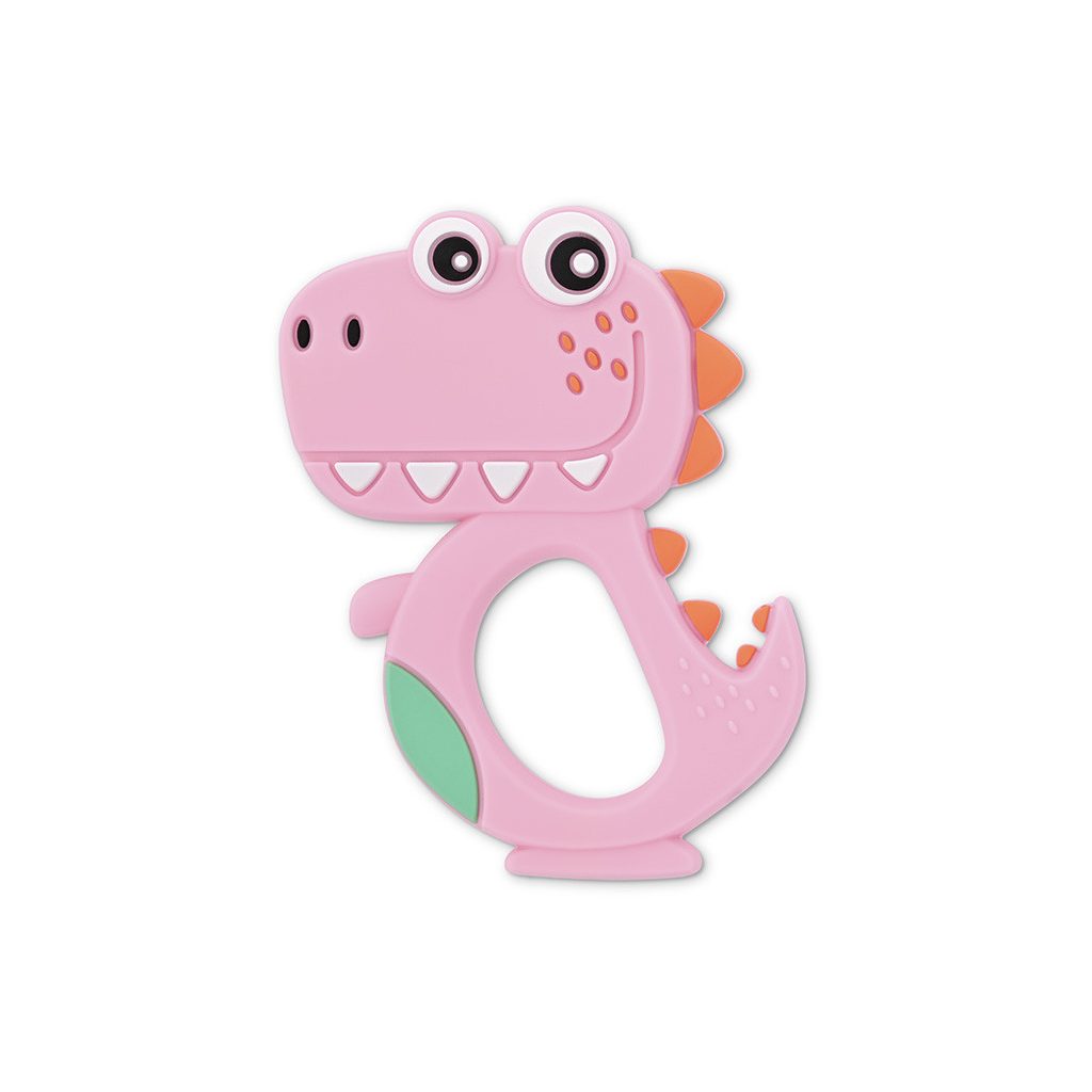 Baby Care szilikon rágóka - Dino Lucky Pink