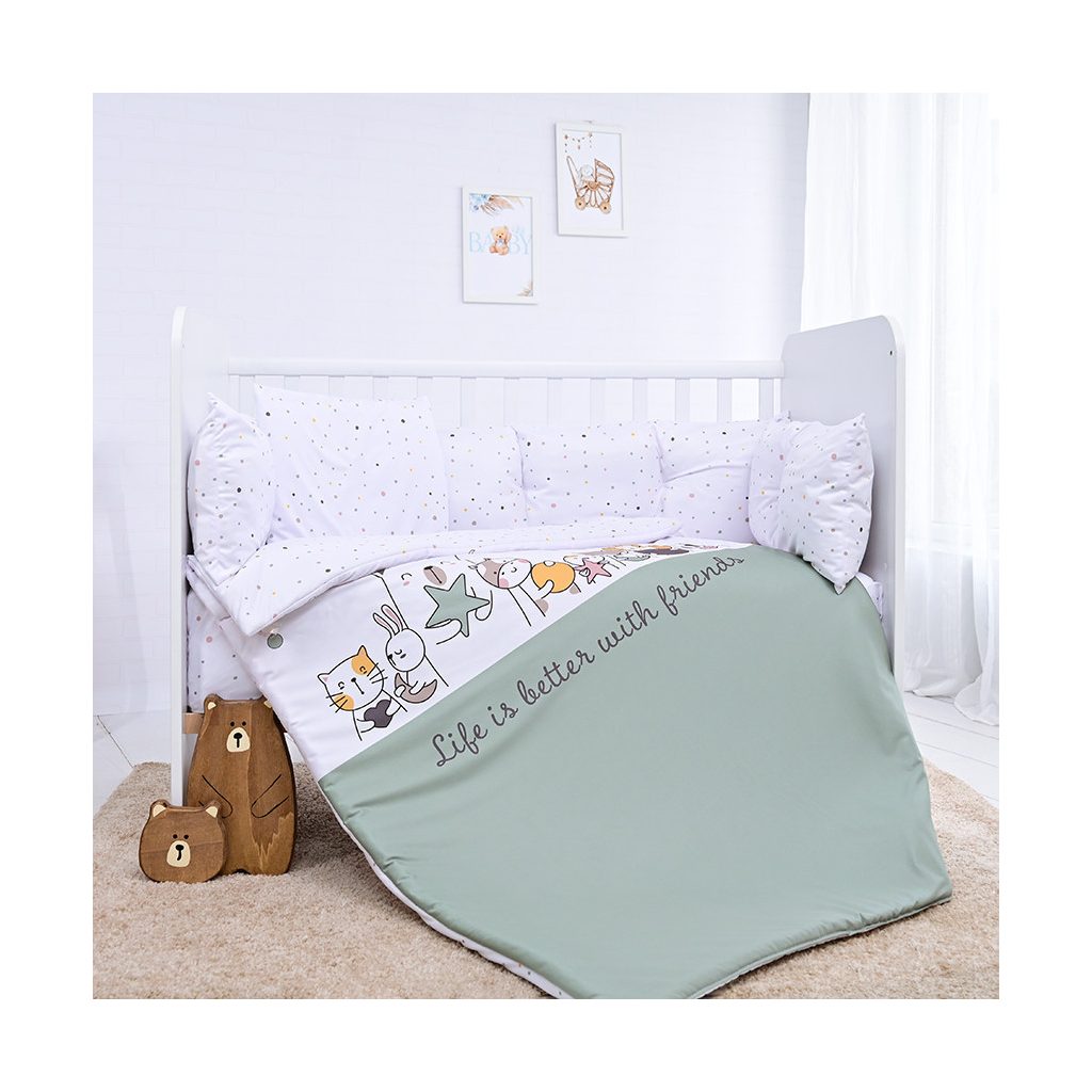 Lorelli Lilly Ágynemű garnitúra, 60x120 - Happy Friends Mint