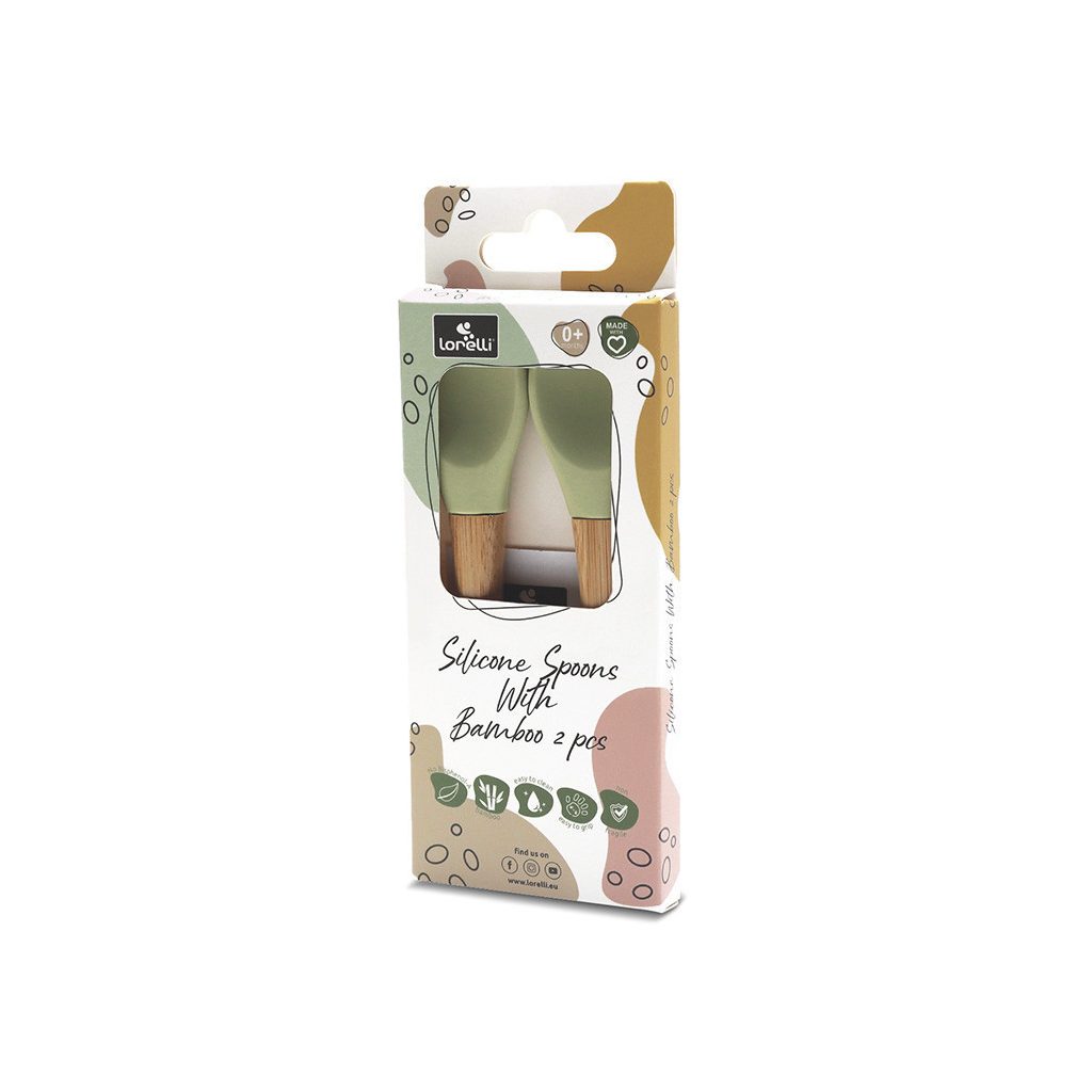 Lorelli Szilikon kanalak bambusz nyéllel, 2 db - fresh green