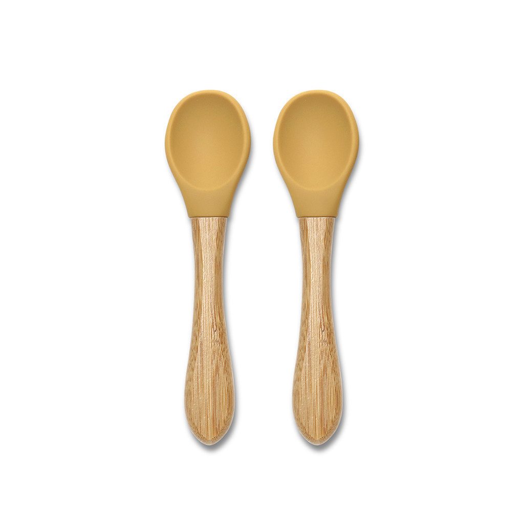 Lorelli Szilikon kanalak bambusz nyéllel, 2 db - yellow