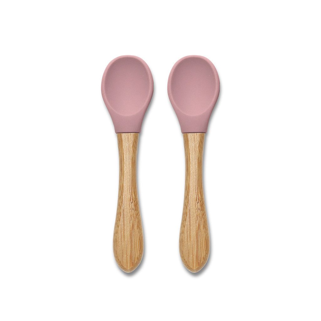 Lorelli Szilikon kanalak bambusz nyéllel, 2db - deep pink