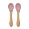 Lorelli Szilikon kanalak bambusz nyéllel, 2db - deep pink
