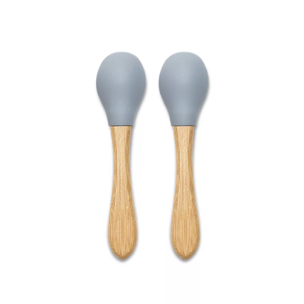 Lorelli Szilikon kanalak bambusz nyéllel, 2db - grey