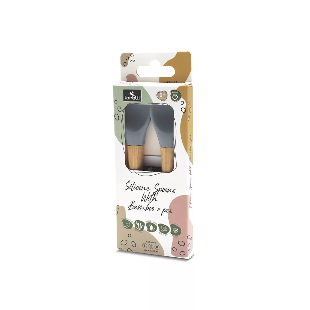 Lorelli Szilikon kanalak bambusz nyéllel, 2db - grey