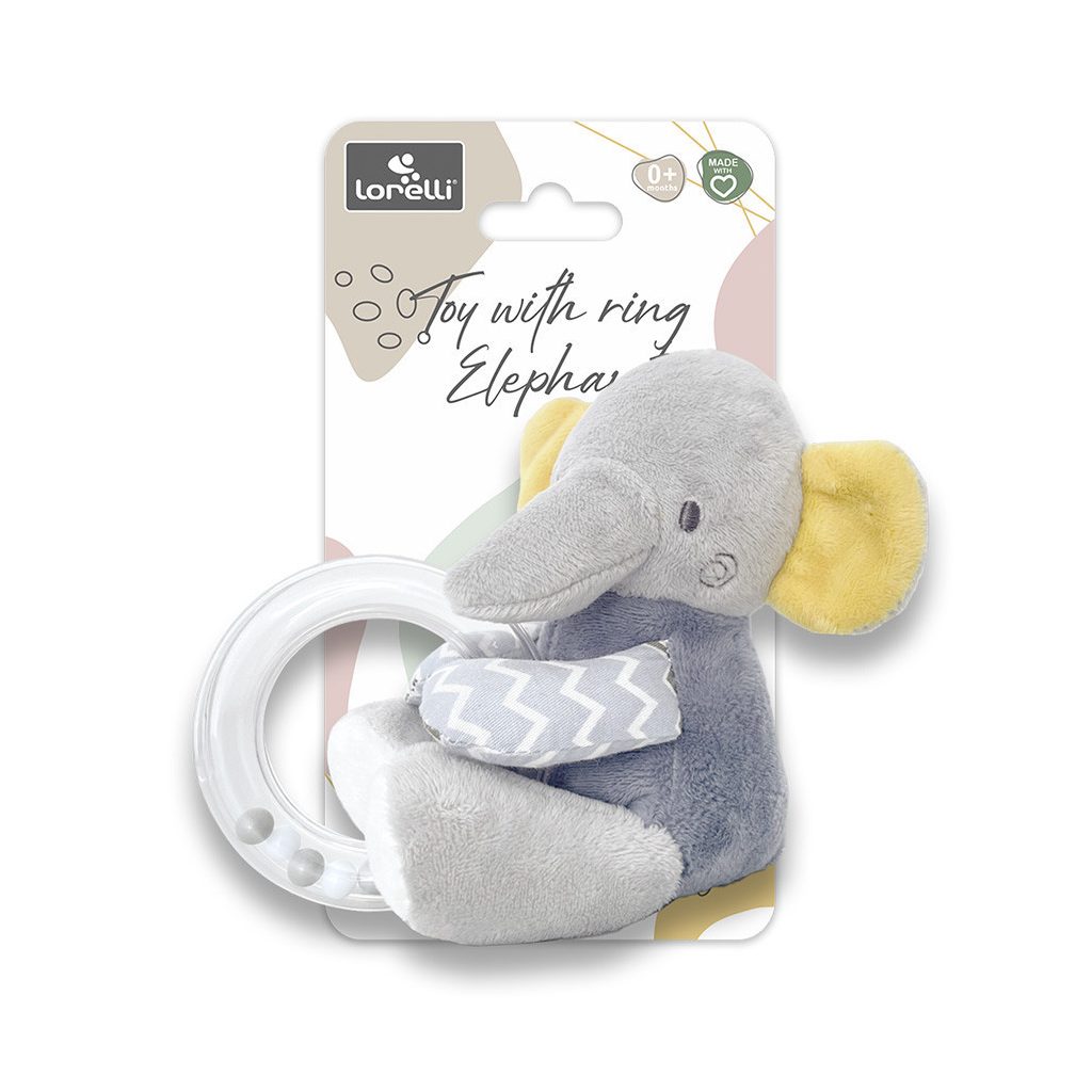 Lorelli Toys Plüss gyűrűs játék - Szürke Elefánt