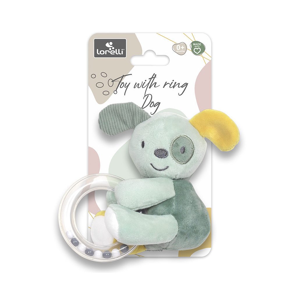 Lorelli Toys Plüss gyűrűs játék - Zöld Kutya