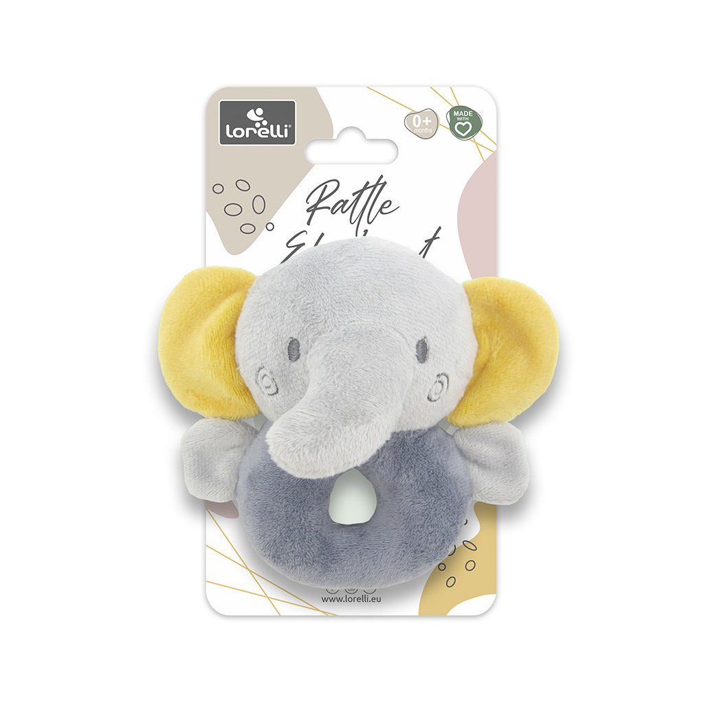 Lorelli Toys Plüss csörgő karika - Szürke Elefánt