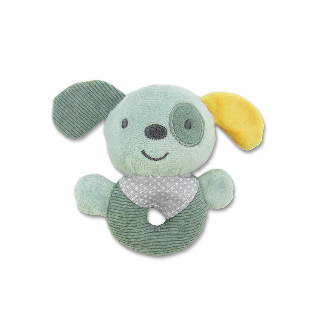 Lorelli Toys Plüss csörgő karika - Zöld Kutya