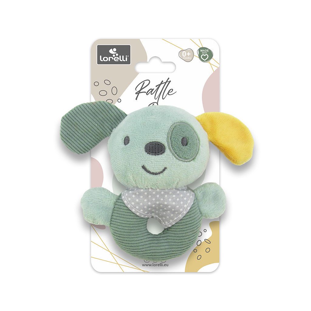 Lorelli Toys Plüss csörgő karika - Zöld Kutya