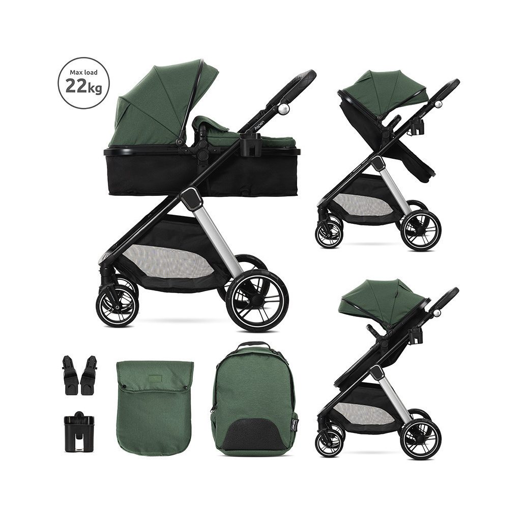 Lorelli Aspen babakocsi mózessé alakítható sport résszel - Green