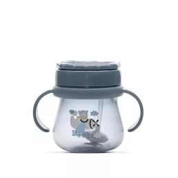 Baby Care szívószálas itató fogantyúval 250ml - Blue
