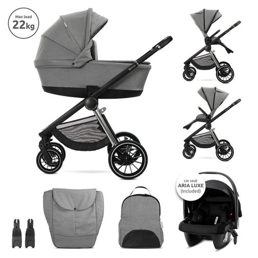 Lorelli Bianca 3az1-ben újszülött babakocsi Lorelli Aria Luxe hordozóval - Grey (2 doboz)