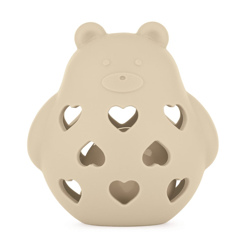 PETITE&MARS Szilikon játék csörgővel Bear Basil Desert Sand 0m+