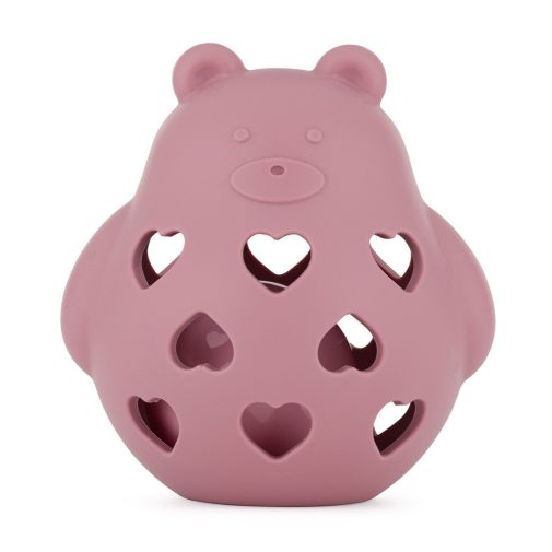 PETITE&MARS Szilikon játék csörgővel Bear Basil Dusty Rose 0m+