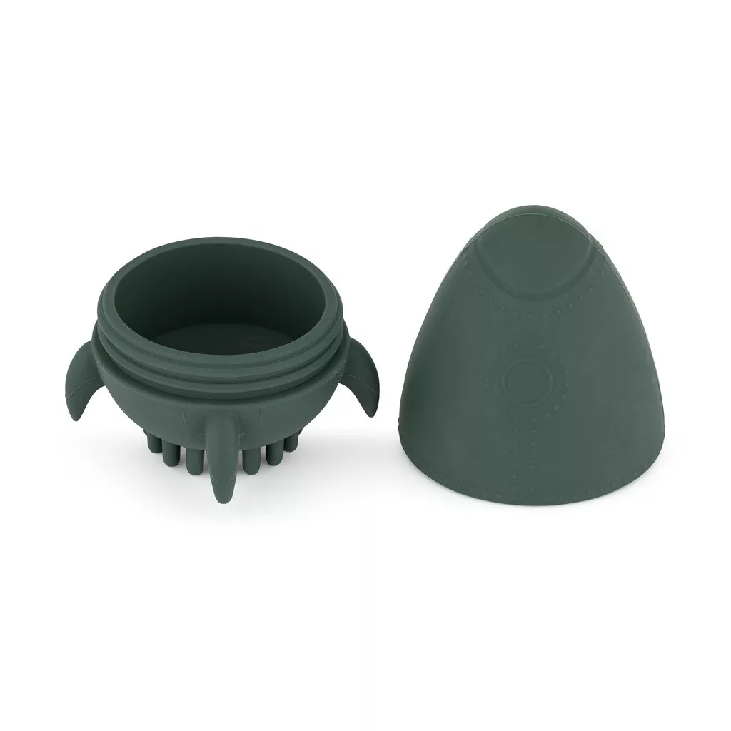 PETITE&MARS Szilikon fürdőjáték kefével Splashy Rocket Misty Green 6m+