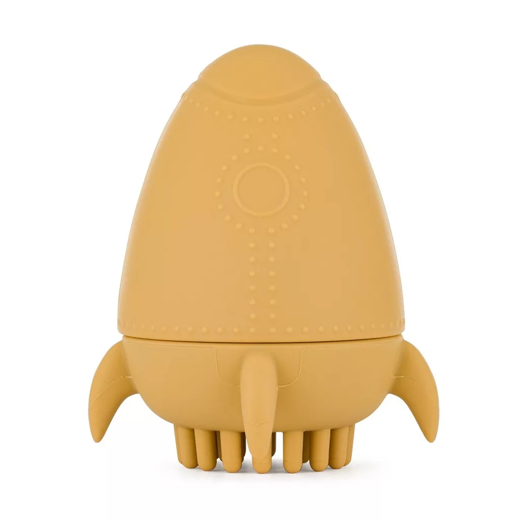 PETITE&MARS Szilikon fürdőjáték kefével Splashy Rocket Intense Ochre 6m+
