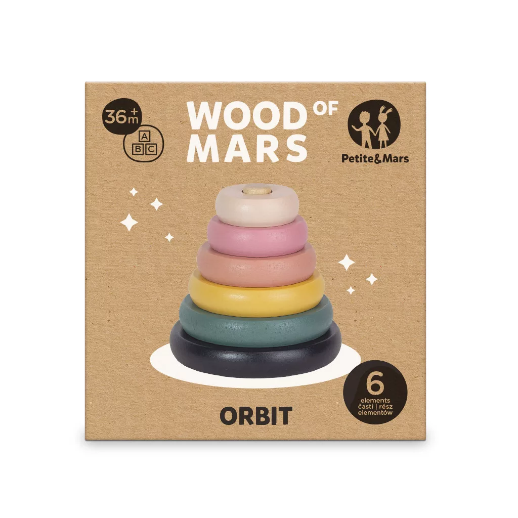 PETITE&MARS Fa építőjáték Orbit Wood of Mars 36hó+ Aurora Pink