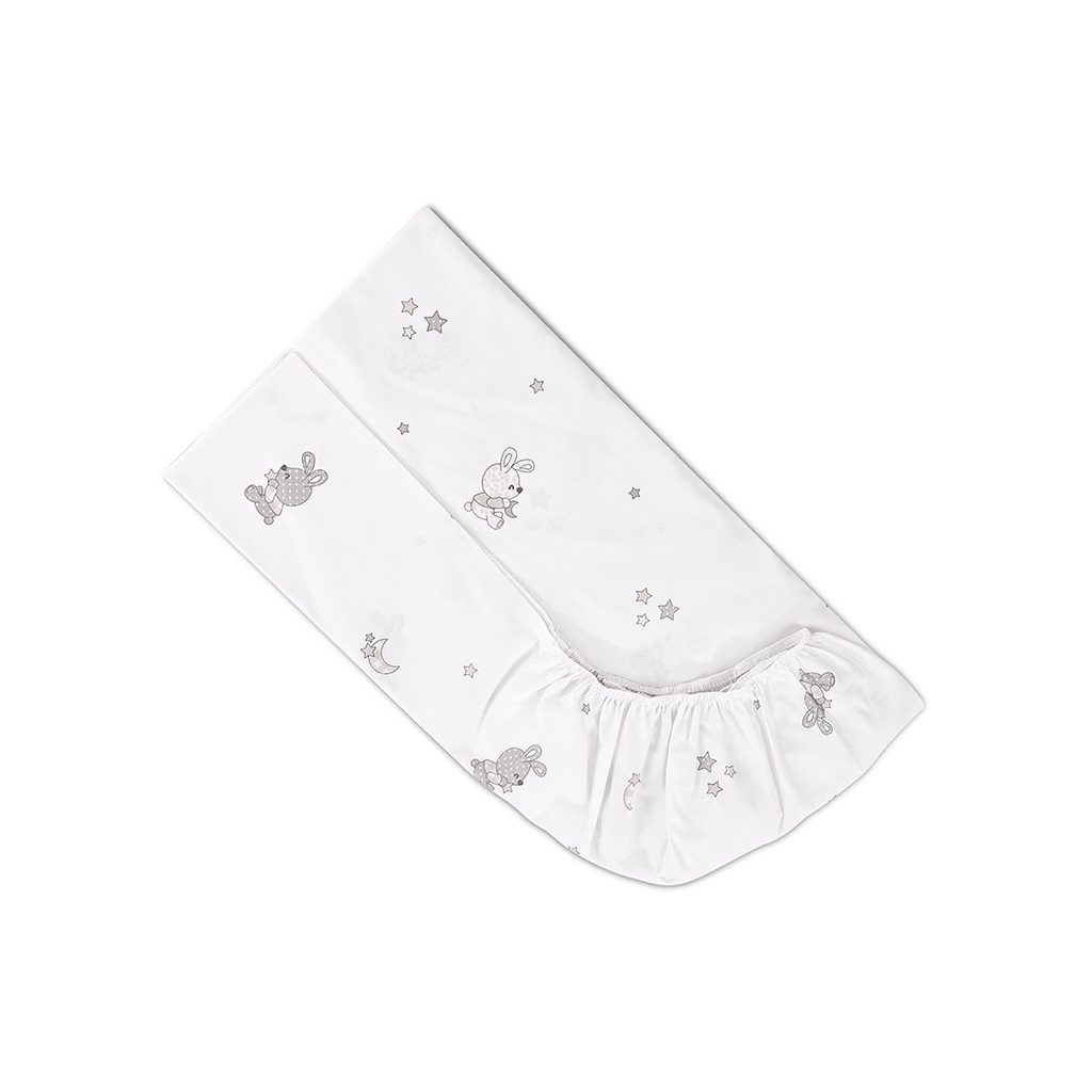 Lorelli gumis lepedő 70x140 + 15cm - Little Rabbits Grey