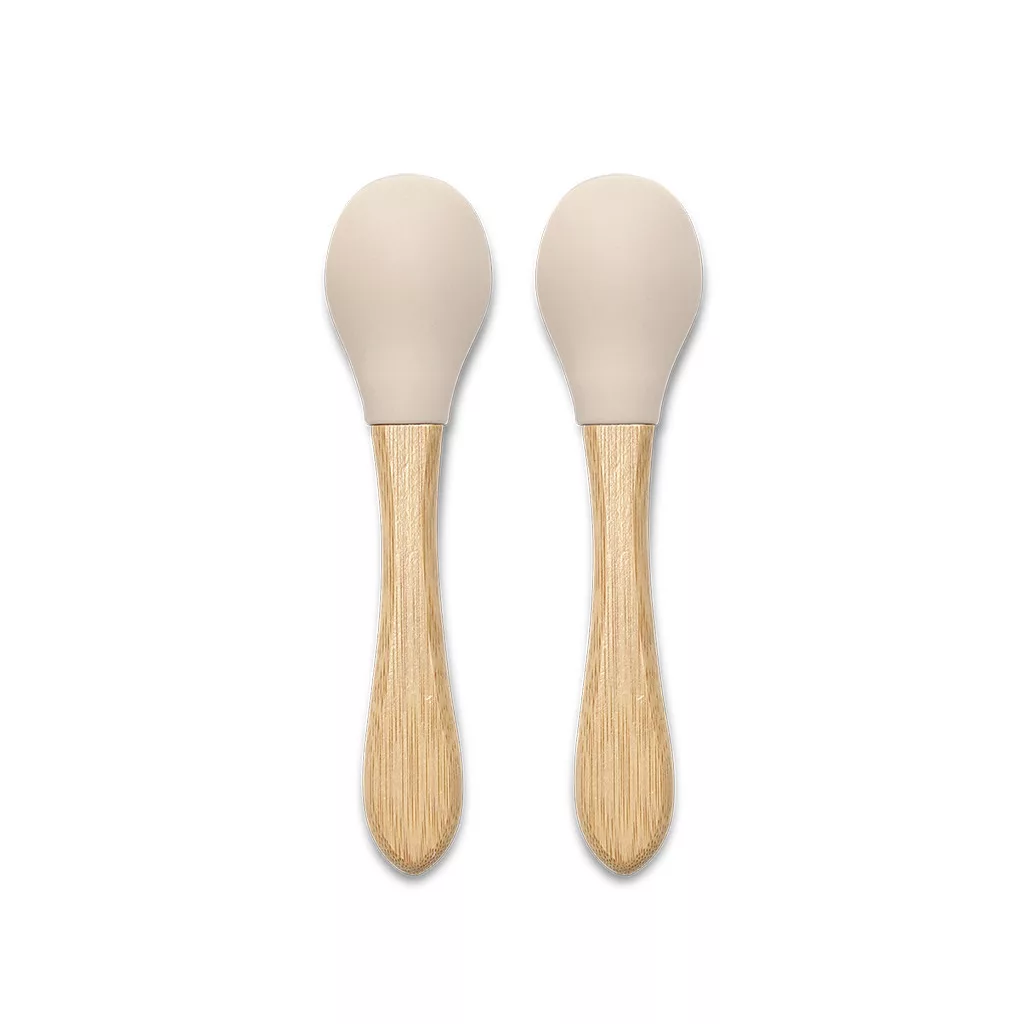 Lorelli szilikon kanalak bambusz nyéllel 2 db - Beige