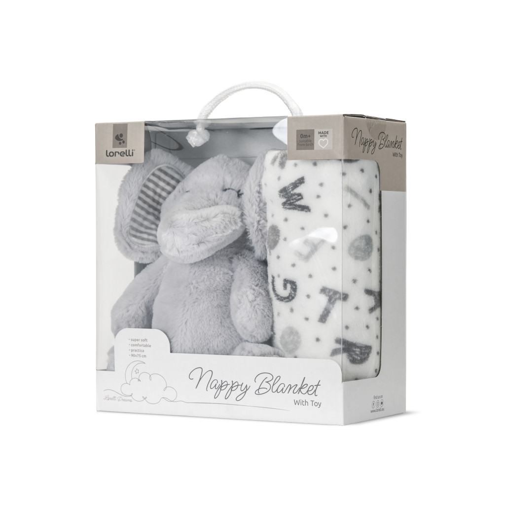 Lorelli Nappy takaró 75x90 cm - Grey Elephant