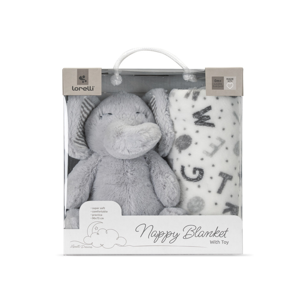 Lorelli Nappy takaró 75x90 cm - Grey Elephant