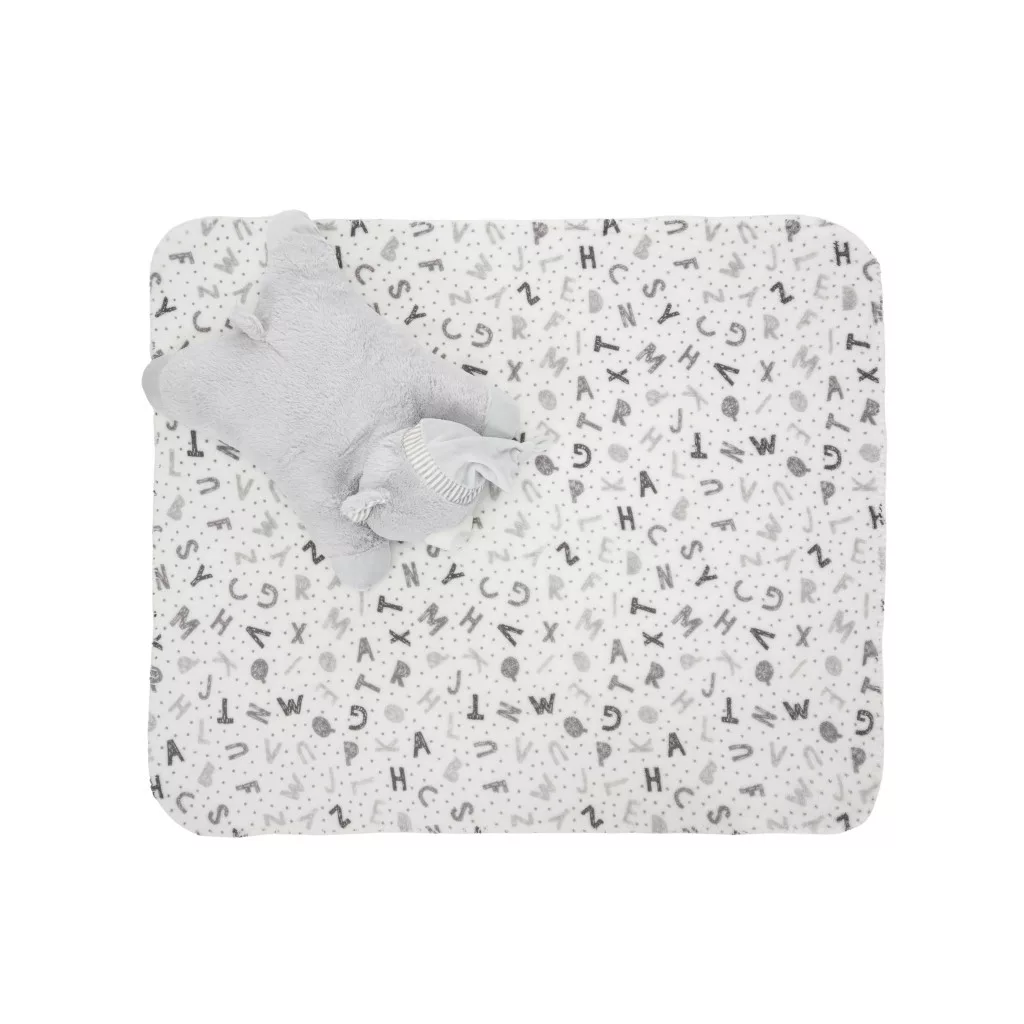 Lorelli Poffy Duo takaró 75x90 cm párnával 45x30 cm - White Grey Teddy Bear