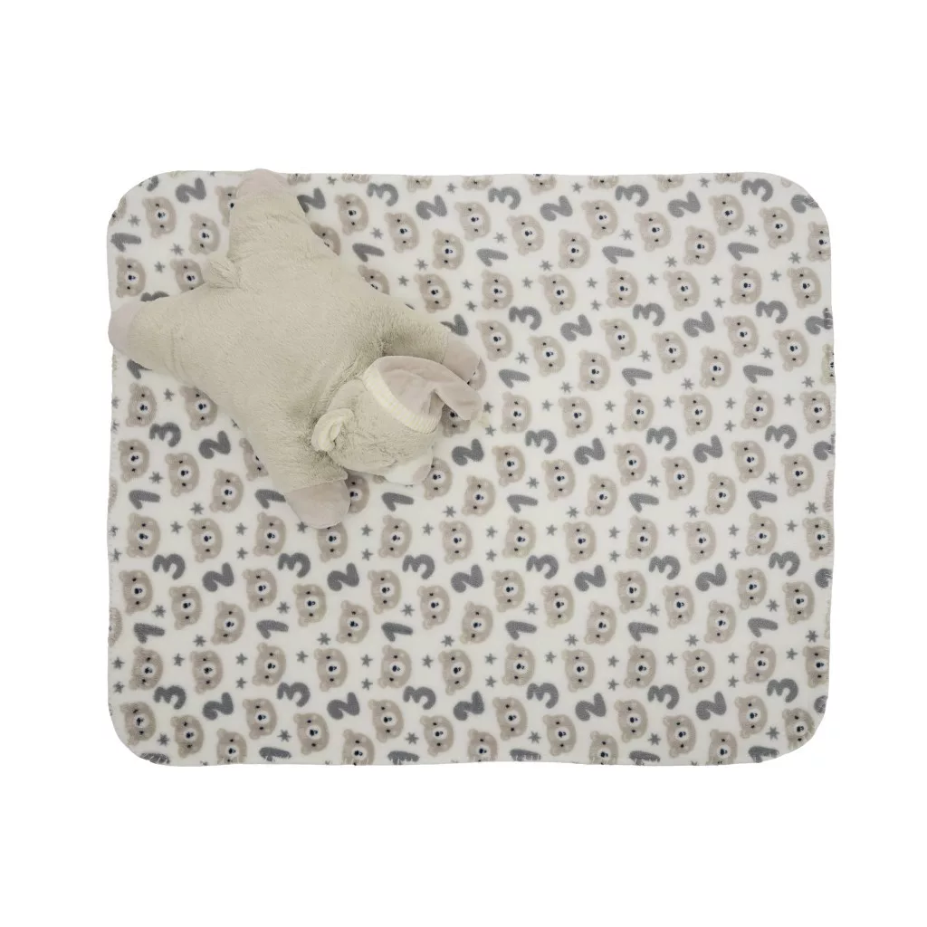 Lorelli Poffy Duo takaró 75x90 cm párnával 45x30 cm - White BeigeTeddy Bear