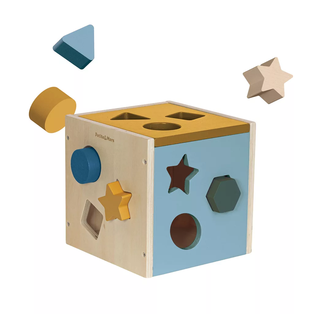 PETITE&MARS Fa formaválogató játék Gravity Wood of Mars 12hó+ Cosmic Blue