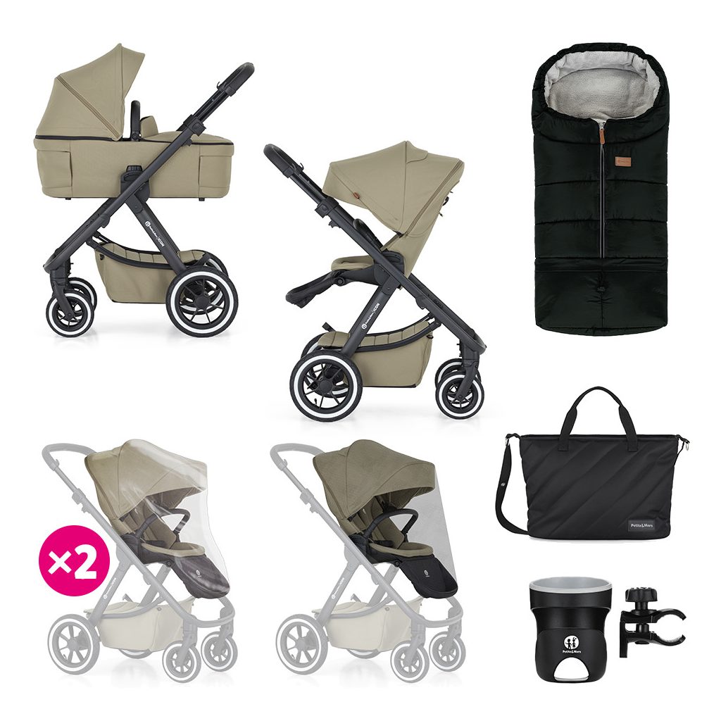 PETITE&MARS Kombinált babakocsi ICON 2in1 Mossy Green XXL AIR