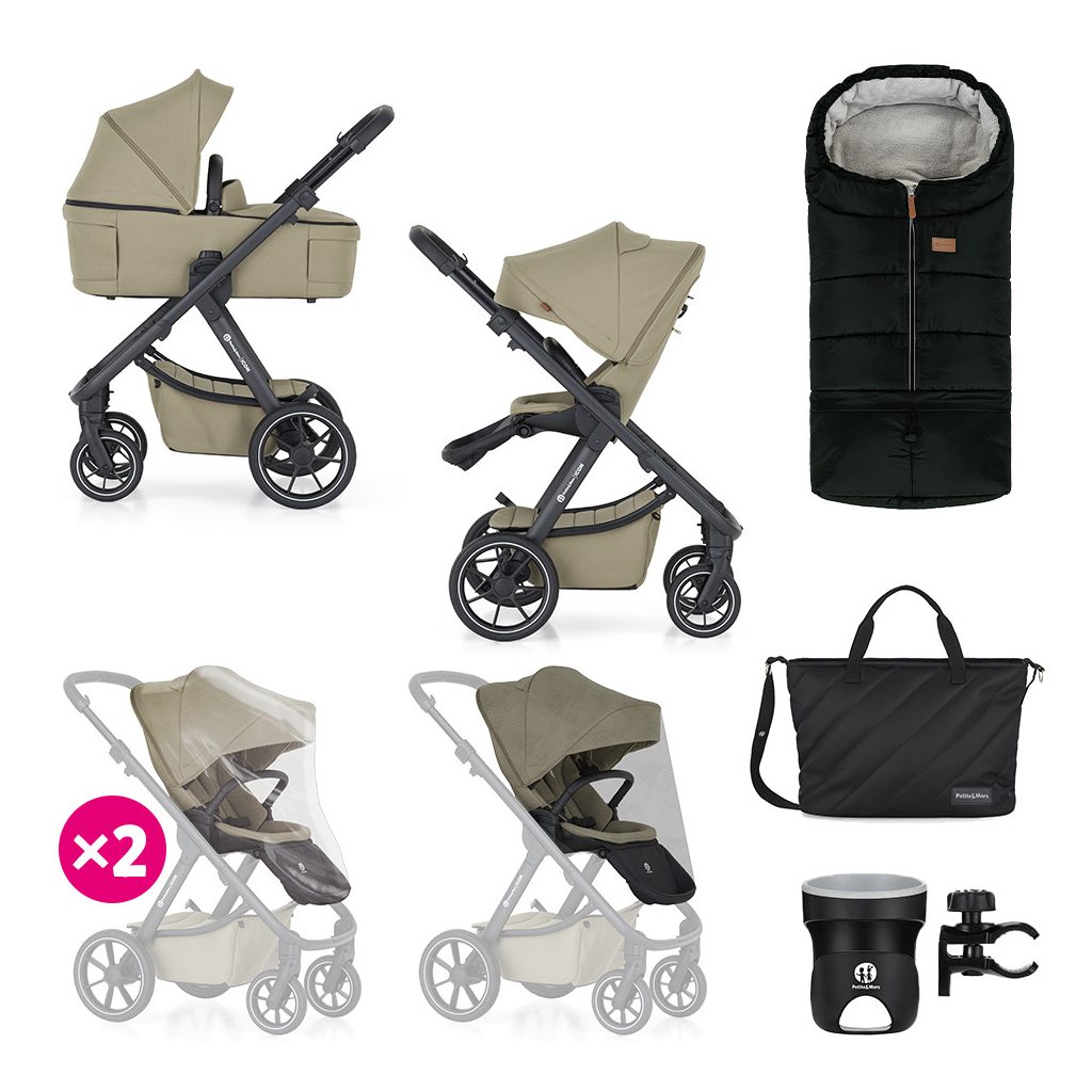 PETITE&MARS Kombinált babakocsi ICON 2in1 Mossy Green XXL RWS