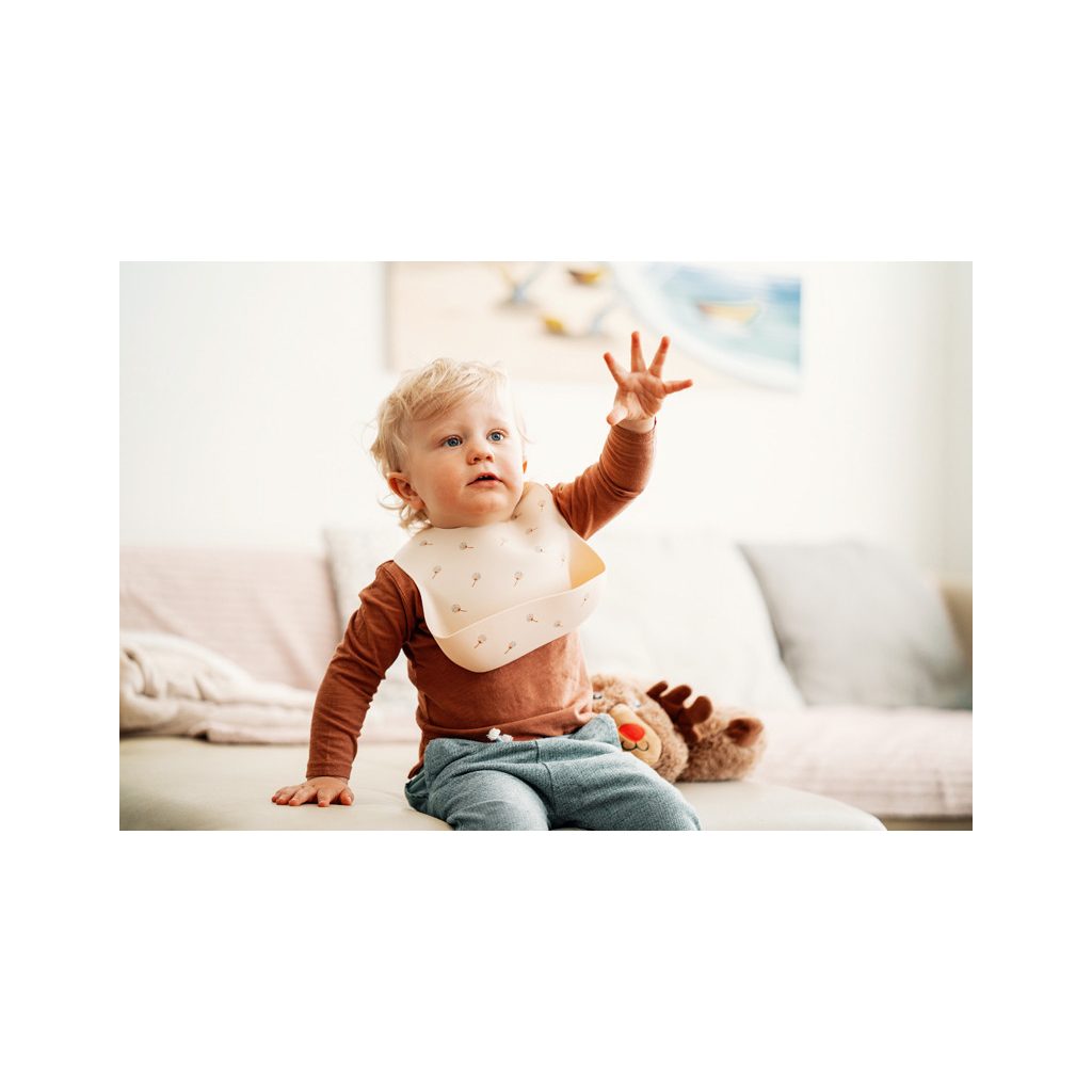 PETITE&MARS  Szilikon előke Sam Beige Dandelion