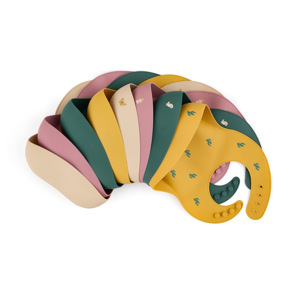 PETITE&MARS Szilikon előke Take&Match Green Dinos 6m+