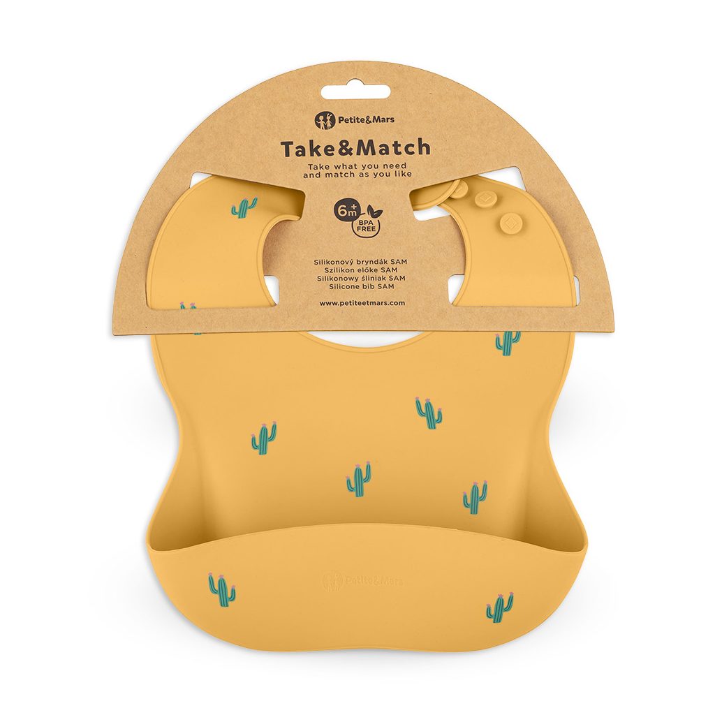 PETITE&MARS Szilikon előke Take&Match Ochre Cacti 6m+