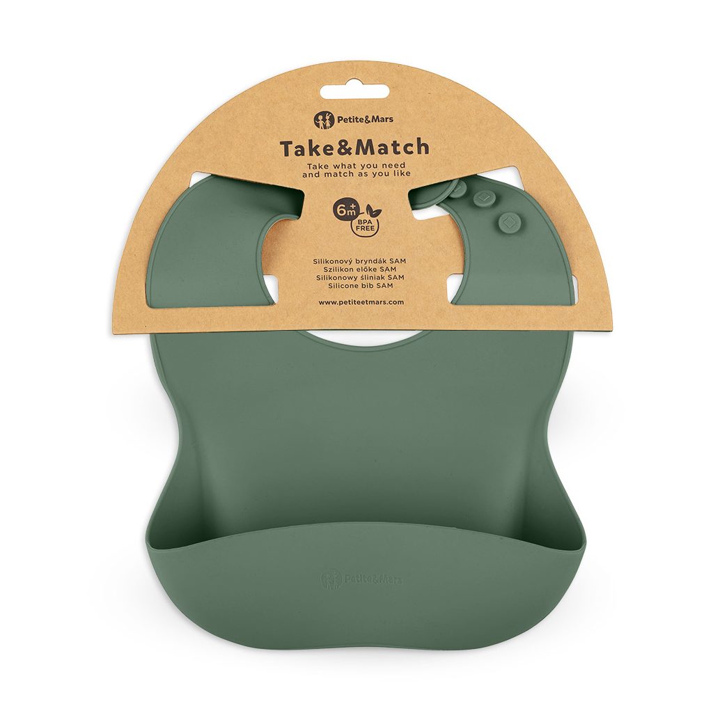PETITE&MARS Szilikon előke Take&Match Misty Green 6m+