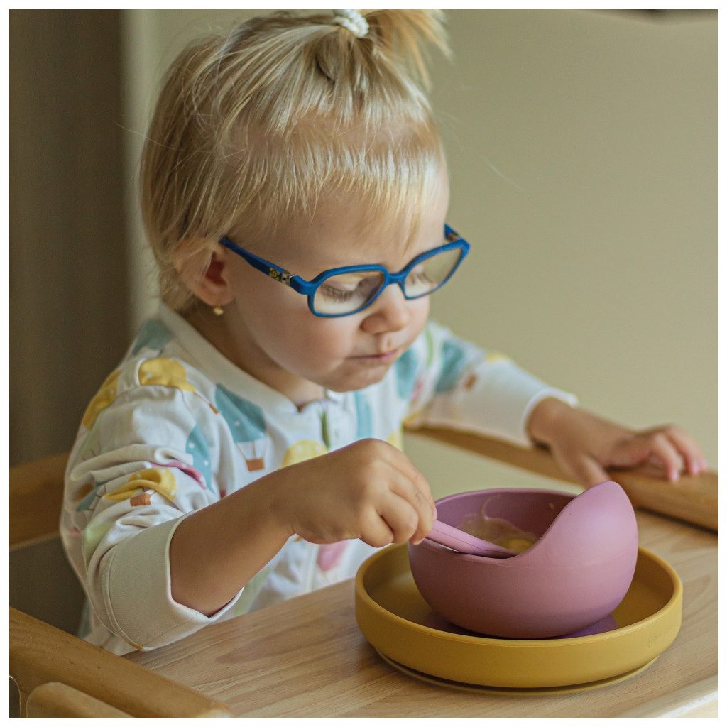 PETITE&MARS Szilikon tál tapadókoronggal TAKE&MATCH Dusty Rose 6m+