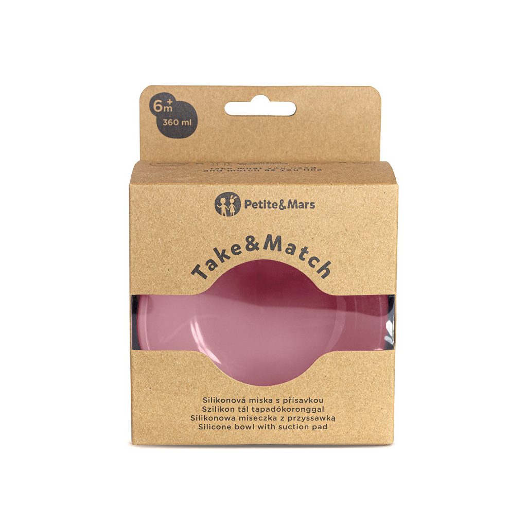 PETITE&MARS Szilikon tál tapadókoronggal TAKE&MATCH Dusty Rose 6m+