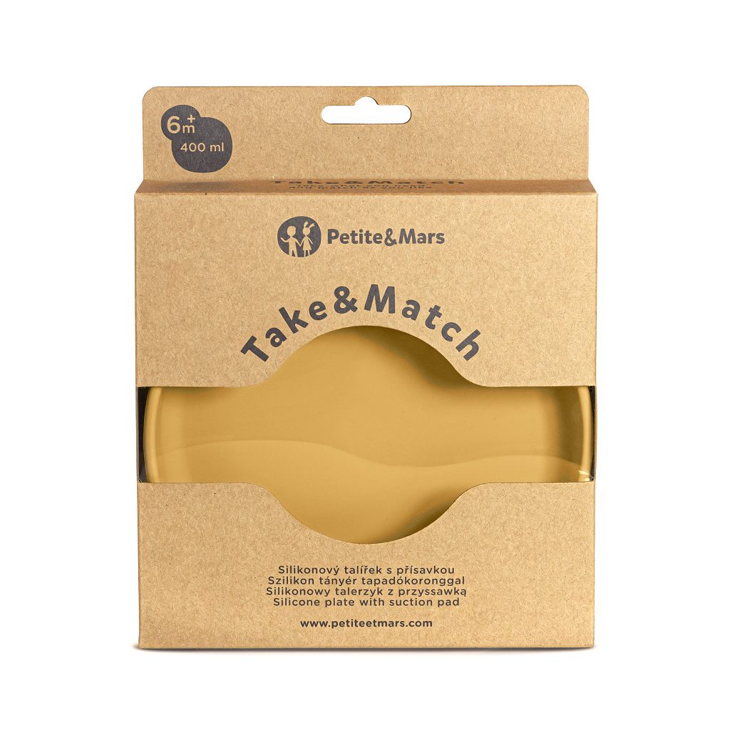 PETITE&MARS  Szilikon tányér tapadókoronggal TAKE&MATCH Intense Ochre 6m+