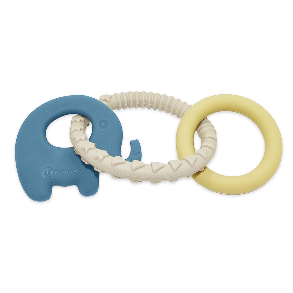 PETITE&MARS Szilikon rágóka Elefi Cute Blue 0m+