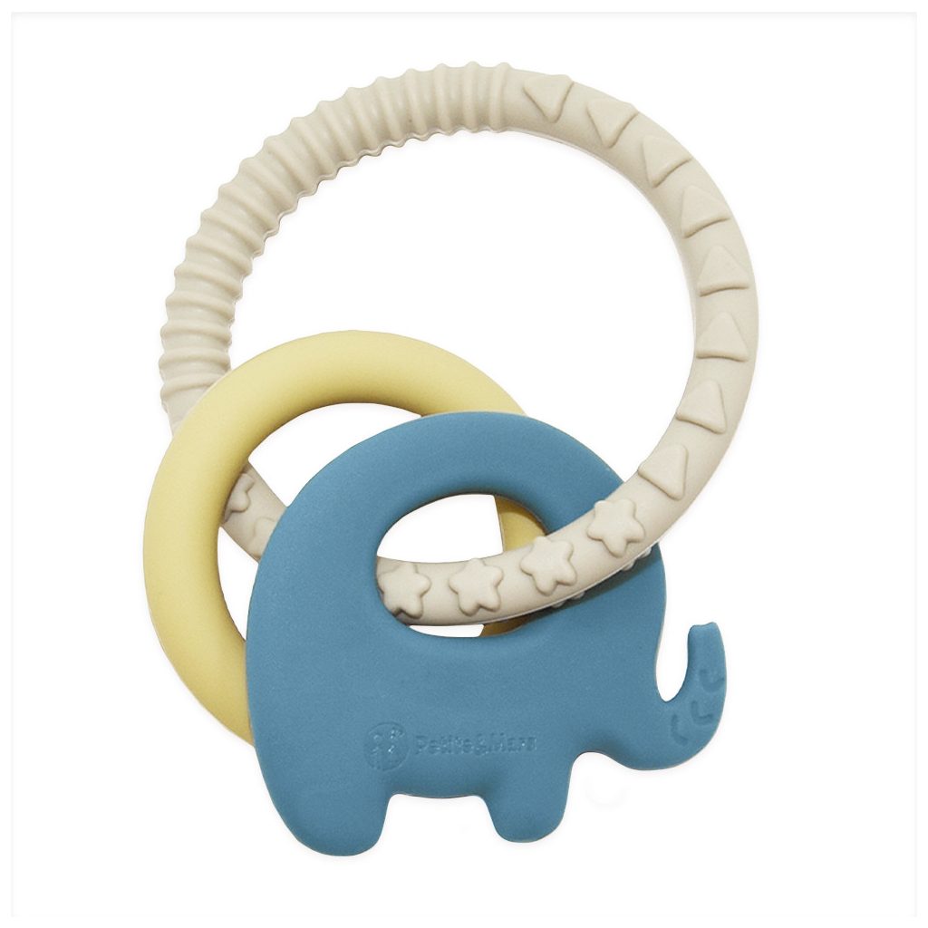 PETITE&MARS Szilikon rágóka Elefi Cute Blue 0m+