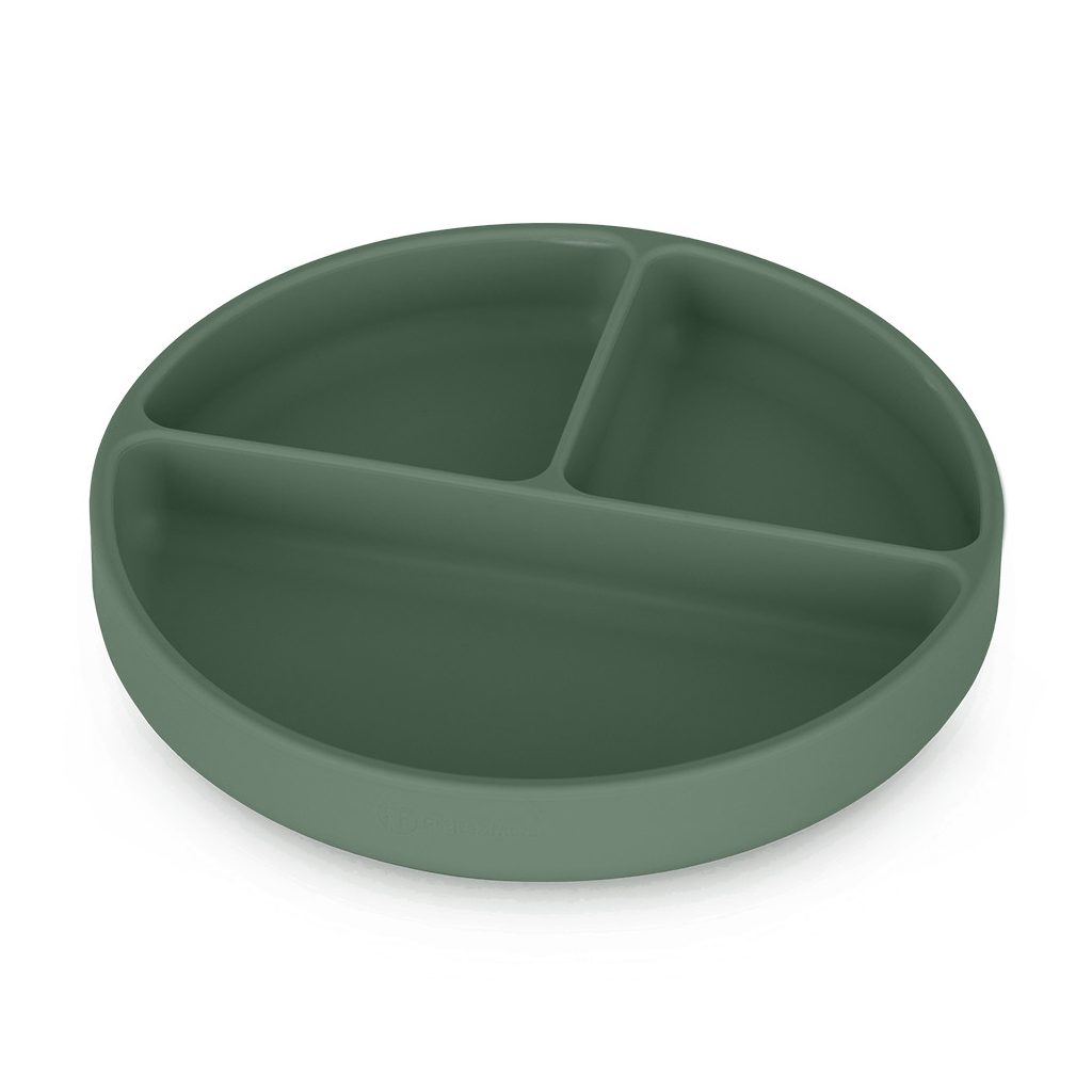 PETITE&MARS Szilikon osztott tányér, kerek Take&Match Misty Green 6m+